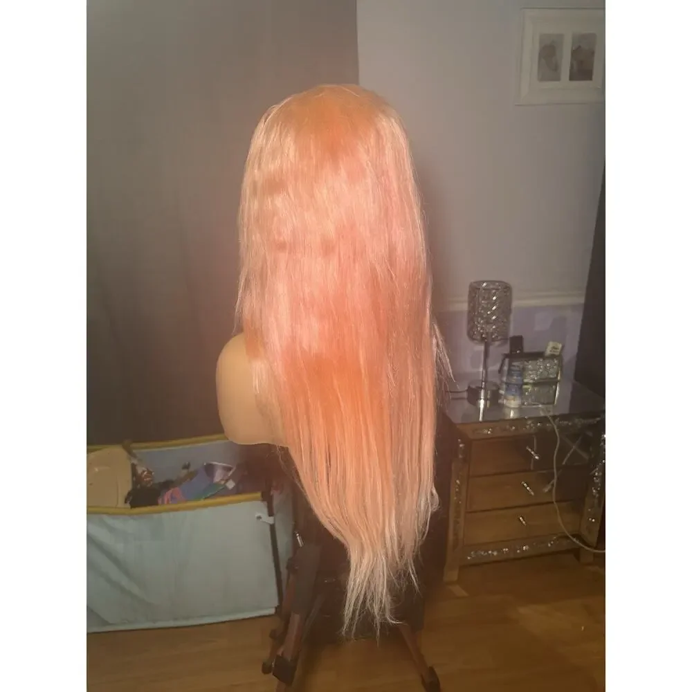 13x6 Lace Front Human Hair Wig Pink